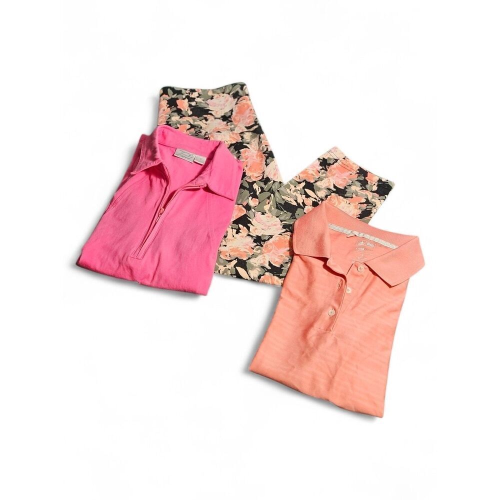Adidas & Tail Pink and Peach Tank Tops (2) with Casablanca Floral Leggings